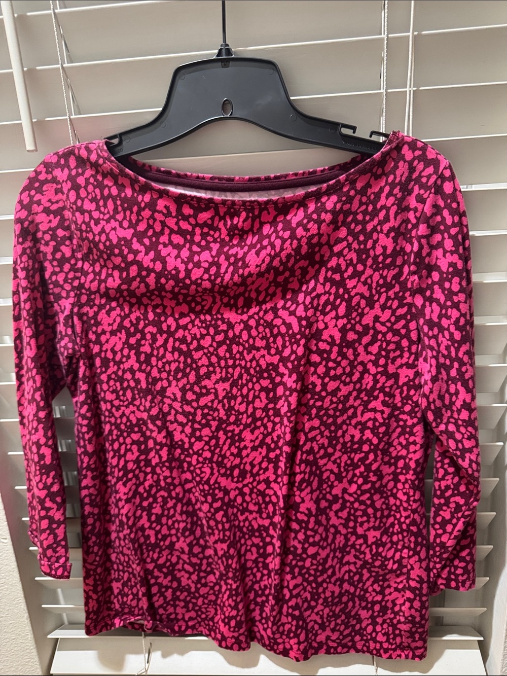 Talbots Women's Pink Animal Print 3/4 Sleeve Top small
